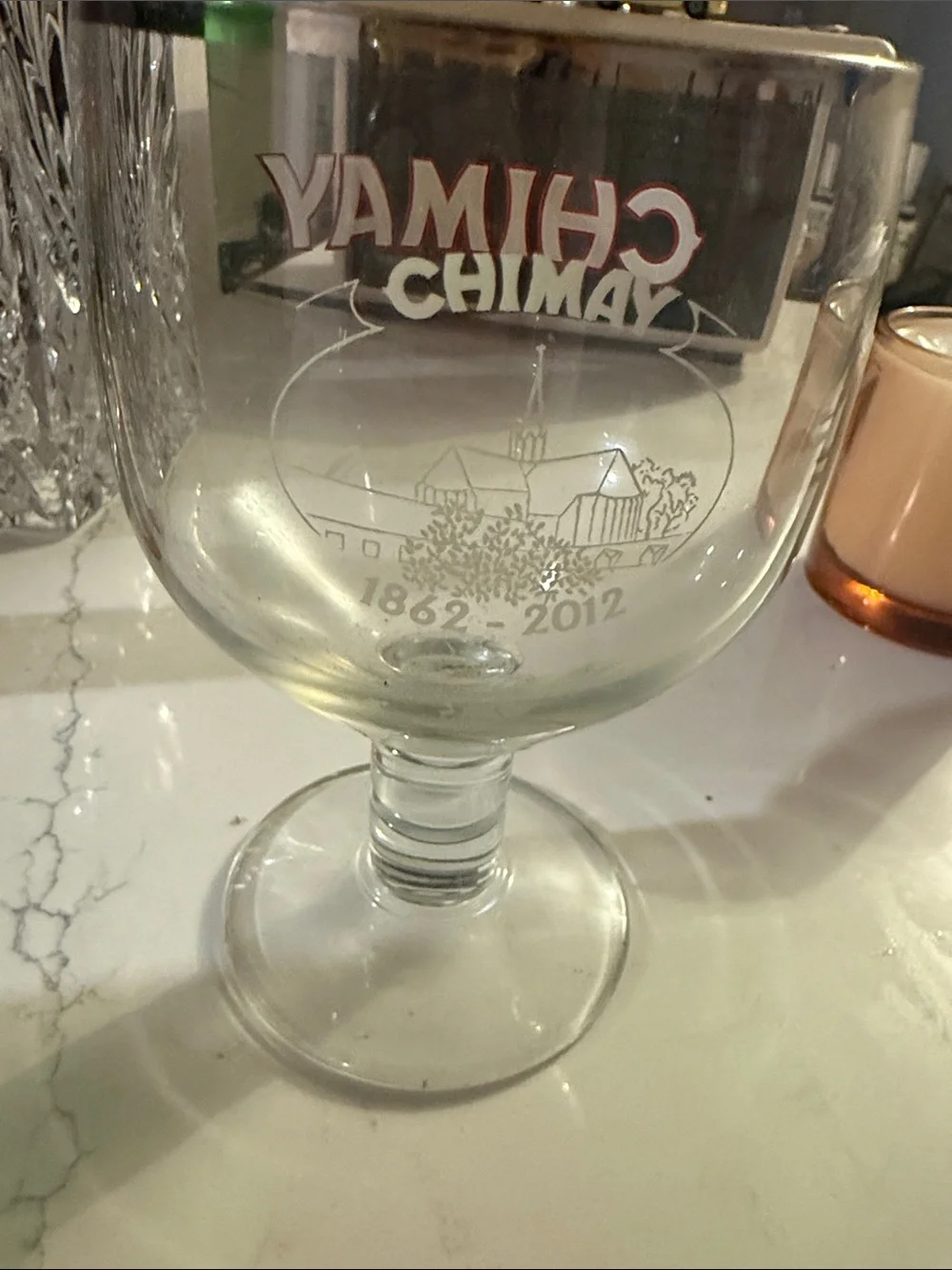 Red-Trim Goblet Glass - Branded Home Dining Stemware